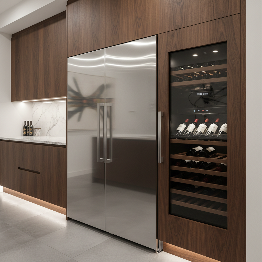 High-end built-in refrigerator and wine cooler
